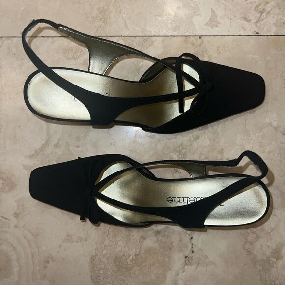 Madeline Black Bow Kitten Heels Vintage Sz 6.5 - Picture 2 of 3